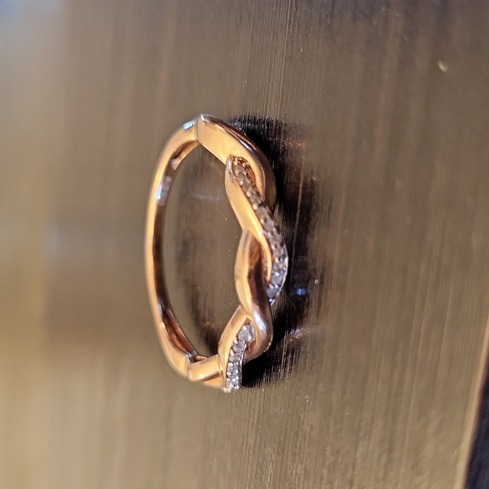 925 Rose Gold Diamond Infinity Ring